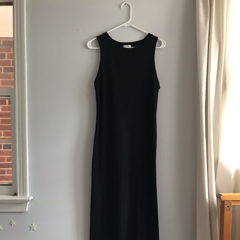 Leith Black Crew Neck Sleeveless Maxi Dress
